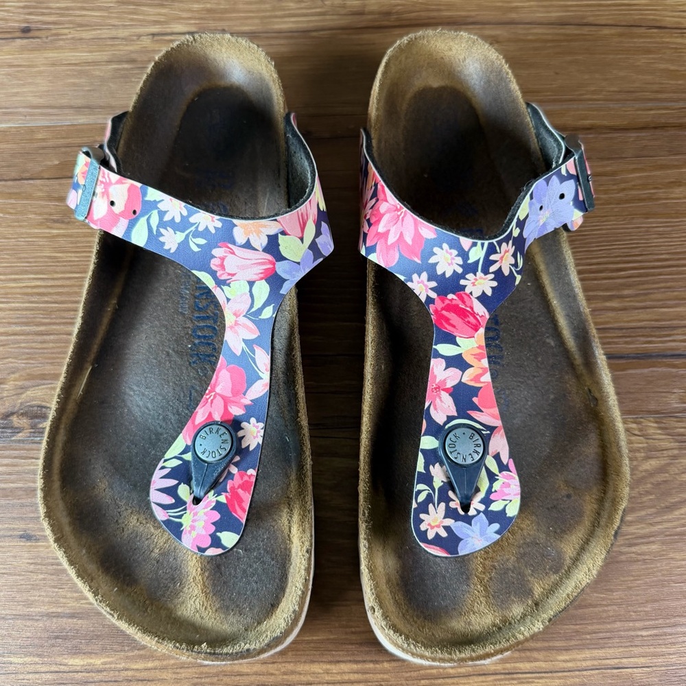 Birkenstock Gizeh Floral Thong Sandal SOFT FOOTBED‎ Women’s Size 6 37 Shoes